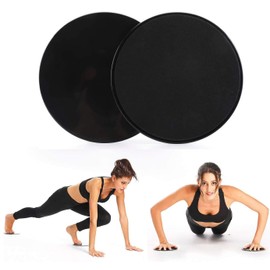 Exercise Core Sliders, WADY 2 Pack Sliders for Working Out Yoga Pilates Gliding disc with Dual Sided Exercise Gliding Discs Use on Carpet or Hardwood Floors, Light and Portable (Black)