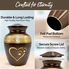 Medium Urns for Pet Ashes - Pet Cremation Urn for Dogs & Cats - Honor Your Loved Furry Friend with Pet Ashes Urn - Pet Memorial Urn for Dogs & Cats - Paw Print Urn for Pets (Brown, Medium)