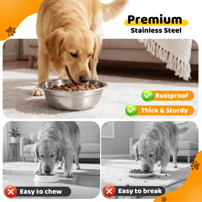 URPOWER 2 Pack 8" Stainless Steel Dog Bowls,Replacement for Elevated