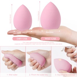 AUAUY 8-piece make-up sponge set, foundation blending beauty sponge, beauty makeup sponges blender for liquid, foundation, powder, sun protection and cream with 1 sponge holder (drop shape)