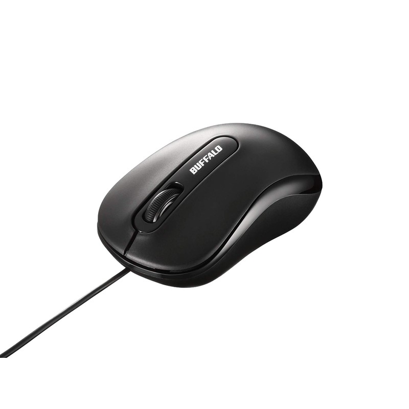 BUFFALO Wired Optical Mouse 3 Button Medium Black
