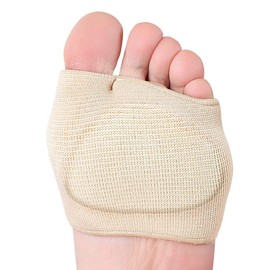 Metatarsal Gel Sleeve Pads Half Toe Bunion Sole Forefoot Gel Pads Cushion Half Sock Supports Prevent Calluses Blisters Feet Care Tool (Beige, L (Pair))