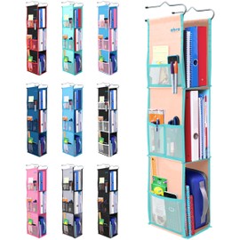 ABRA® 3 Shelf Hanging Locker Organizer for School, Gym, Work, Storage | Deep Shelves 6”x 9”| Eco-Friendly Fabric Healthy for Children | Adjustable School Locker Shelf 3 to 2 Shelves (Peach/Turquoise)