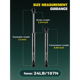 HelloAuto C1603795 12 inch 24Lb/107N Gas Struts, 12 in Shocks Spring for Snugtop are Leer are ATC Camper Topper Rear Window Truck Cap Camper Shell Canopy, Set of 2