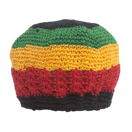 Hand Crocheted Beanie, Rasta Black