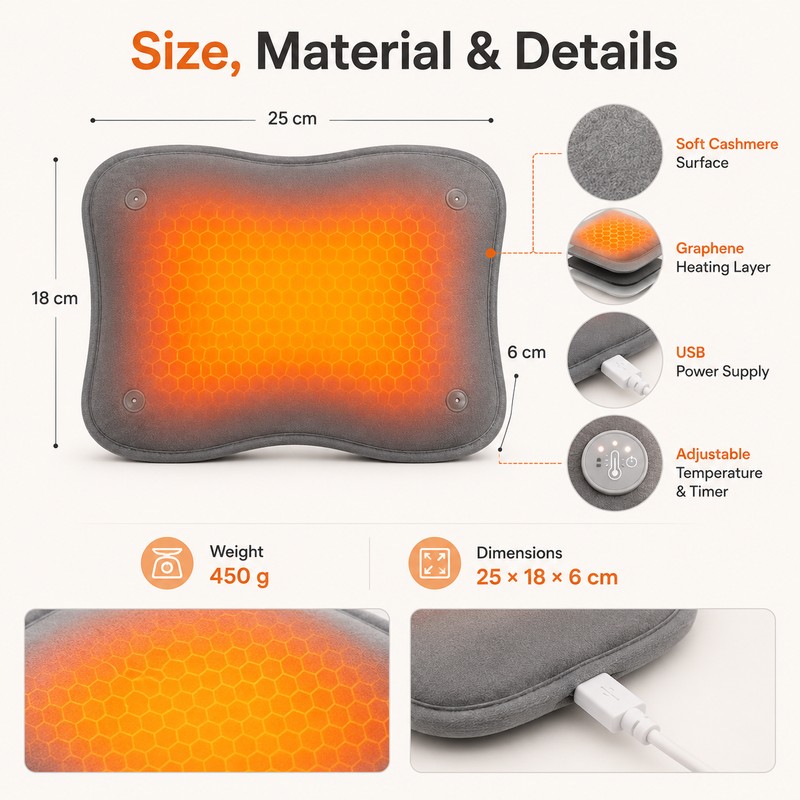 USB Heating Pad for Handbags & Home Use – Adjustable