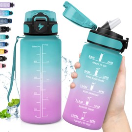 Grsta Children's Drinking Bottle, Leak-Proof with Straw, Water Bottle with Time, Can Be Carried, Drinking Bottle 0.5 Litres with Motivational Slogan, for School, Bike, Gym, Yoga