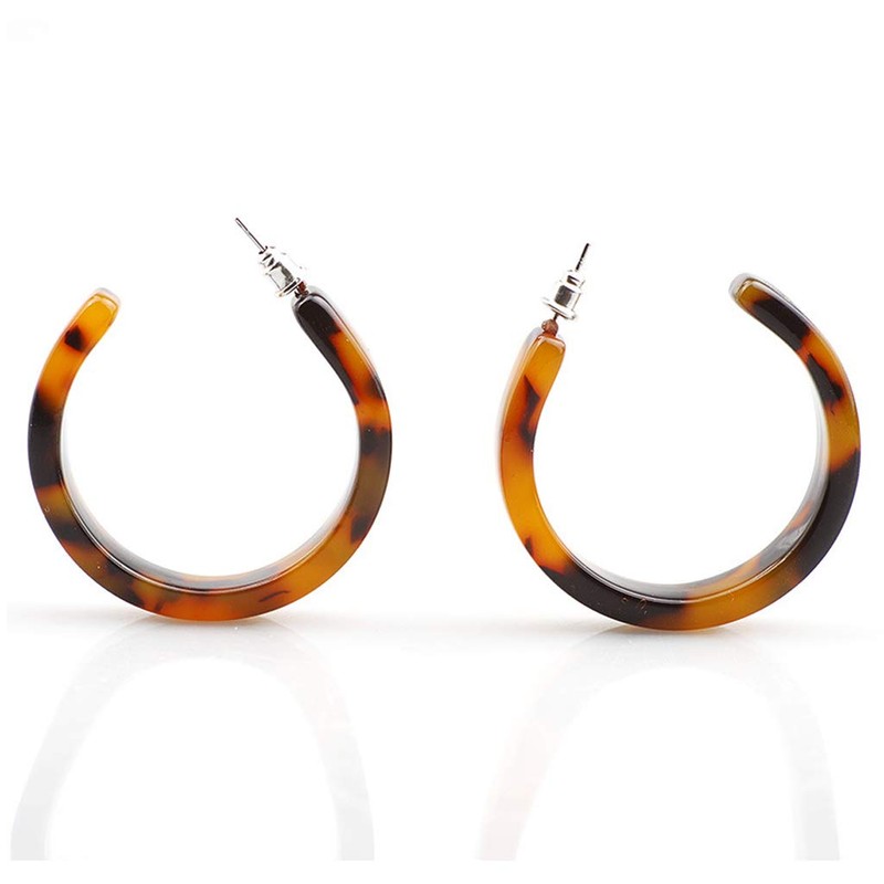 chenpaif Earrings,Acrylic Marbled Earring Leopard Round Hoop Earrings Women Tortoise