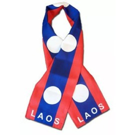 RFCO Laos Country Lightweight Flag Printed Knitted Style Scarf 8"x60"