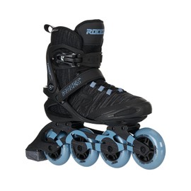 Roces Men's Warp Thread TIF Outdoor Breathable Fitness Comfortable Inline Skates | Memory Buckle, Easy Entry Boots, Glass Fiber Reinforced Shell 84mm 82A Wheels, Black/Air Blue, 12