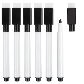 VEYLIN Whiteboard Pens, 20PCS Black Small Dry Wipe Whiteboard Marker Pens with Eraser Fine Tip Whiteboard Pen for Kids
