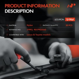 A-Premium 30PCS Nylon U-Nut Retainer Clips Compatible with Toyota Camry, Celica, Supra & Lexus RX300, IS F, IS250, IS300, IS350, GS300, GS350, GS400, GS430, GS450h, GS460, LS400, LFA, LS460, SC300