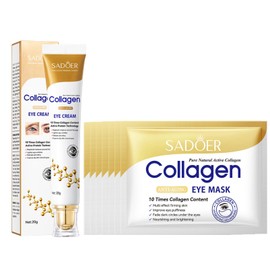 Collagen Eye Cream Anti Aging & 7PCS Eye Mask - Moisturizing Eye Cream for Puffiness and Bags Under Eyes - Under Eye Cream for Dark Circles - Firming Eye Masks - Eye Bags Treatment for Women