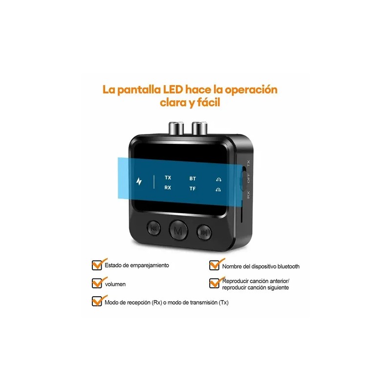 Bluetooth 5.3 Transmisor Receptor Audio Stereo Adaptador,admite Salida De Audio