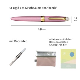 Sailor Shikiori Yozakura Fountain Pen Made in Japan with Converter + Bonus: Pencil Case and Japanese Envelope