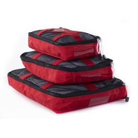 Packing Cubes for Travel - Luggage Organizer - 3 Piece Set - By Mato & Hash - Red/Black CA2900