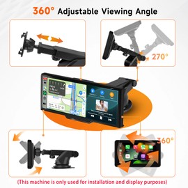 Hodozzy 360° Rotating Suction Cup Mount for Portable Carplay Car Stereo, Suction Cup Car Play Screen Holder, Vertical Display Bracket Dashboard Window Holder for All Portable GPS Bracket Radio