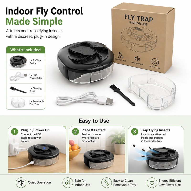 Rechargeable Electric Fly Trap for Indoor Pest Control – USB