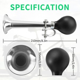 XINYUICEAN Bike Bell, Bocina de Aire Retro para Bicicleta, Bocina para Bicicleta, Metal Classic Air Horns Bike Bugle Trompeta bocina de Aire de Metal para Vehículos Bicicletas Carrito de Golf(Negro)