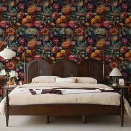 KDGHORMY 3D Pattern Floral Wallpaper Self Adhesive Peel and Stick Vintage Watercolor Vivid Botanical Flower Leaf Contact Paper Removable Waterproof for Bedroom Renter Friendly 17.71"x 236.2"