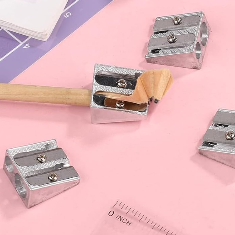 AMSGANK 4 PCS Pencil Sharpener, Metal Pencil Sharpener with 2
