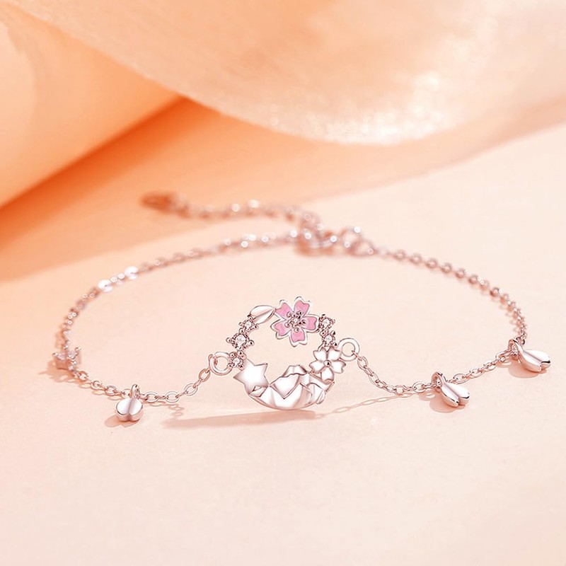 K.L.Y Women's Wreath Rabbit Bracelet, 925 Silver, Zirconia CZ, Hypoallergenic,