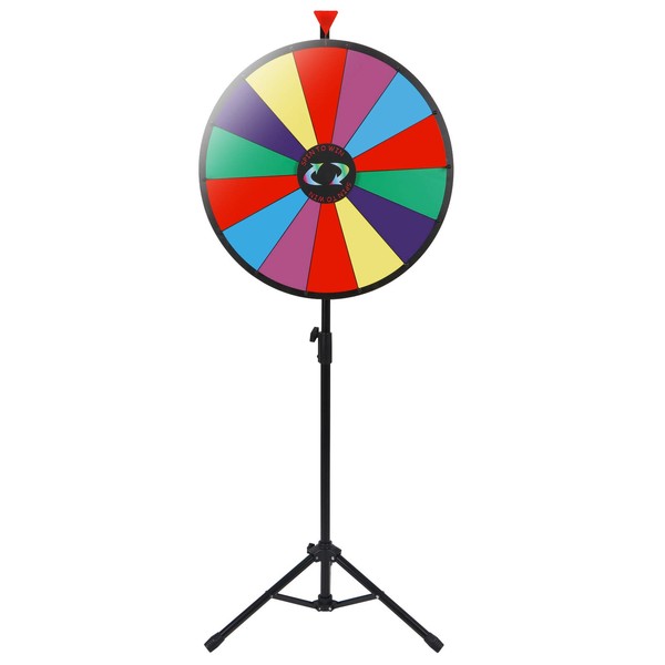 BBBuy 24" Color Spinning Prize Wheel Spinner Adjustable Stand with 14 Slots Color Face,Editable Dry Erase Maker & Eraser for Fortune Spin Game Carnival Tradeshow (24” Tripod Stand)