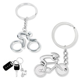 AFCJLTO 2pcs Bicycle Key Chain, Bicycle Rider Key Pendant, Bicycle Road Bike, Silver, Metal Key Ring, Creative Gifts for Bicycle Fans