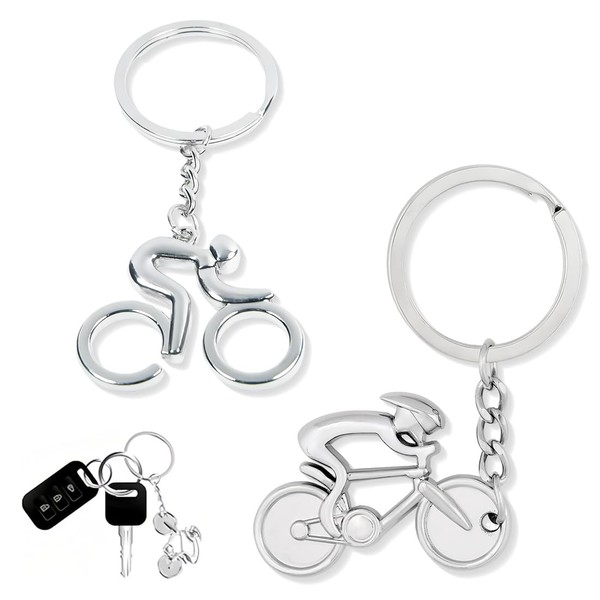 AFCJLTO 2pcs Bicycle Key Chain, Bicycle Rider Key Pendant, Bicycle
