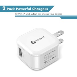 iClever Boostcube 12W 2.4A USB Wall Charger 2-Pack Mini Travel AC Adapter for X