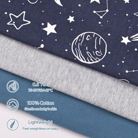 ZIGJOY 0.5 Tog Baby Sleep Sack 0-6 Months 100% Cotton Baby Wearable Blanket Summer Sleep Sack Baby Sleeping Bag for Newborn and lnfant, Blue Planet