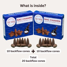 TRUMIRI Nag Champa Backflow Incense Cones - 20 Count (Pack of 2)