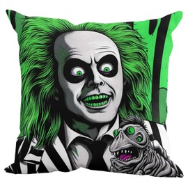 The Beach Stop Beetlejuice Themed Scary Horror Movie Accent Cushion Cover | Unique Home Decor Inspo Gift Idea | 45x45cm 18x18” | Pop Art Beetlejuice