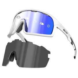 SCVCN Photochromatic Photochromic Cycling Glasses Polarised Men Women Sports Sunglasses Clear Cycling MTB Cycling Glasses Running Fishing Volleyball Tennis Mountaineering Hiking Blue