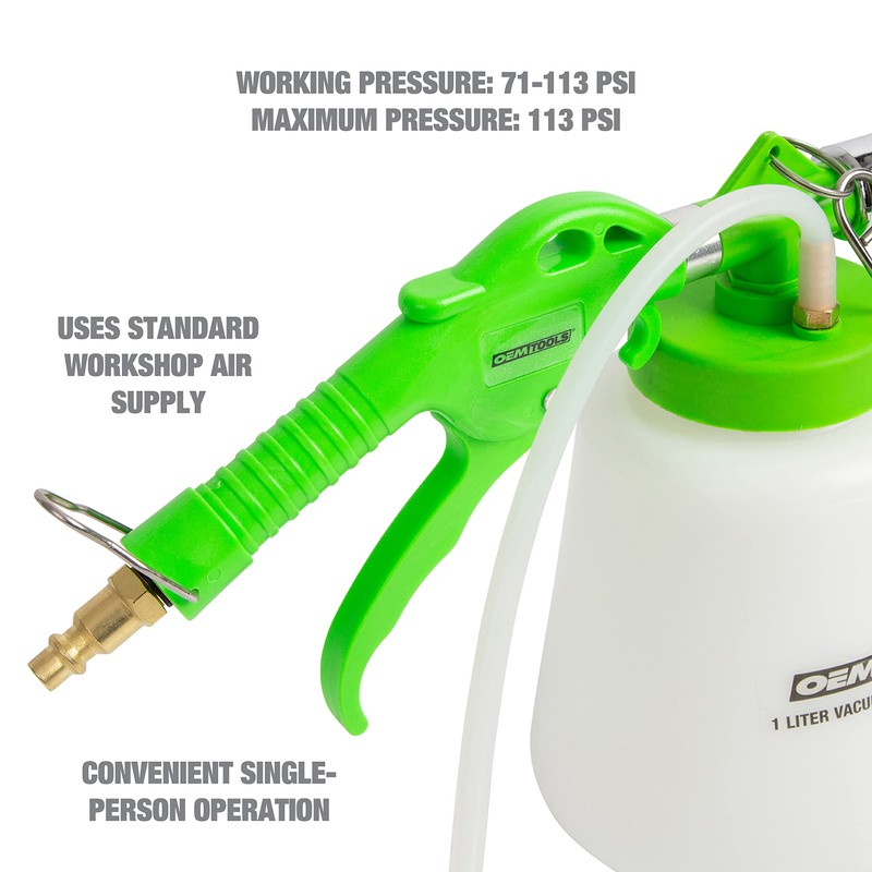 OEMTOOLS 22505 1L Pneumatic Brake Bleeder Kit with Refill Bottle,