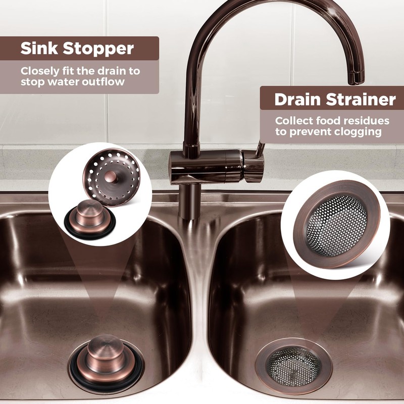 Mudder 3 Pcs Kitchen Sink Drain Strainer and Stopper Stainless