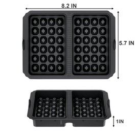 Waffle Silicone Mold Reusable Non-Stick Waffle Maker for Oven Baking,DIY Heart,Circle,Square Waffles,Suitable for Various Styles of Air Fryers 2PC (Black)