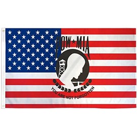 3x5 USA w/ POW-MIA Logo Polyester Flag 3'x5 Super Polyester Nylon Fade Resistant Double Stitched Premium Penant House Banner Grommets