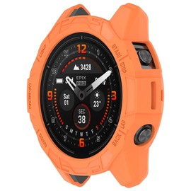 GIOPUEY Hülle Kompatibel mit Garmin fenix7X pro/Garmin Epix Pro 51mm, Weich und leicht Premium TPU Silikon Schutz Case Cover Schutzhülle - orange