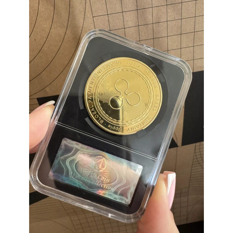 XRP Coin Metal Physical Coin In Plastic Protective Case