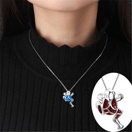 ONLYJUMP Cute Frog Pendant Necklace Copper Blue Green Colorful Animal Charm Lovely Diamond Necklace for Women Mothers Jewelry Gift (Blue)
