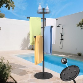 Weighted Pool Towel Rack Outdoor, Stainless Steel Main Pole, Removable Pool Towel Holder, Towel Tree for Beach, Pool Outside.