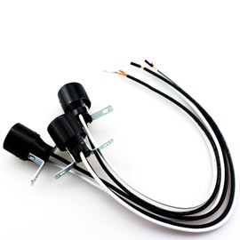 SQXBK 3PCS Screw Support Standard Lamp Holder Black E17 Screw in Holder with Cord 33.7MM/1.32Inch Suitable for Incandescent and Fluorescent Lamp and LED Bulb