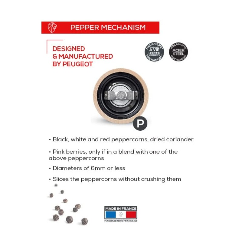 プジョー PEUGEOT ミル 胡椒 ペッパーミル 粗さ調節 容量15g・12cm 手動 フランス製 フィジー