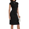 Umenlele Women’s Elegant Mock Neck Short Sleeve Ribbed Bodycon Sheath