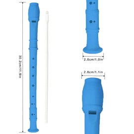 Soprano Recorder 8 Hole Classic German Style Descant Flute Musical Instruments + Cleaning Rod for Beginners School Graduation Gift (blue)