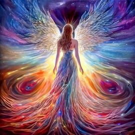 Rainbow Angel Fairy Diamond Painting Set, 5D DIY Diamond Painting Kit with Full Round Drill, Diamond Painting Adults, Dancer Painting by Number Diamond Painting Glitter, Crafts for Home, 30 x 30 cm