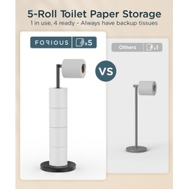 FORIOUS Toilet Paper Holder Stand, Modern Freestanding Tissue Roll Holder for Bathroom, Durable SUS 304 Stainless Steel and Weighted Base Toilet Paper Stand, Storage for 4 Rolls, Oil Rubbed Bronze