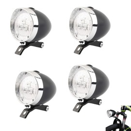 MEISO 4 Piezas Bicicleta Lámpara Retro Bicicleta Luz Delantera Faro Vintage Seguridad Advertencia Noche Luz Bicicleta Decoración (‎Negro)