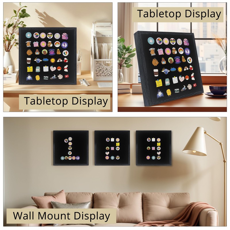 GMFrames 11x11 Enamel Pin Display Case, Pin Collection Display Frame